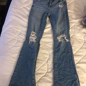 American Eagle Blue Flare Wide Leg Jeans